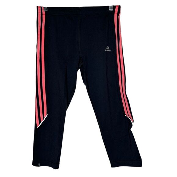 Adidas Black and Coral Pink Cropped Leggings Large - Picture 1 of 4